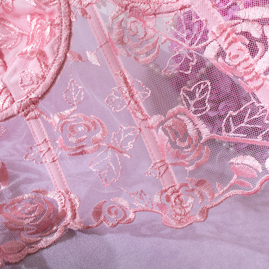 טופ סטרפלס רשת בעיטור רקמת פרחים - נויה לי