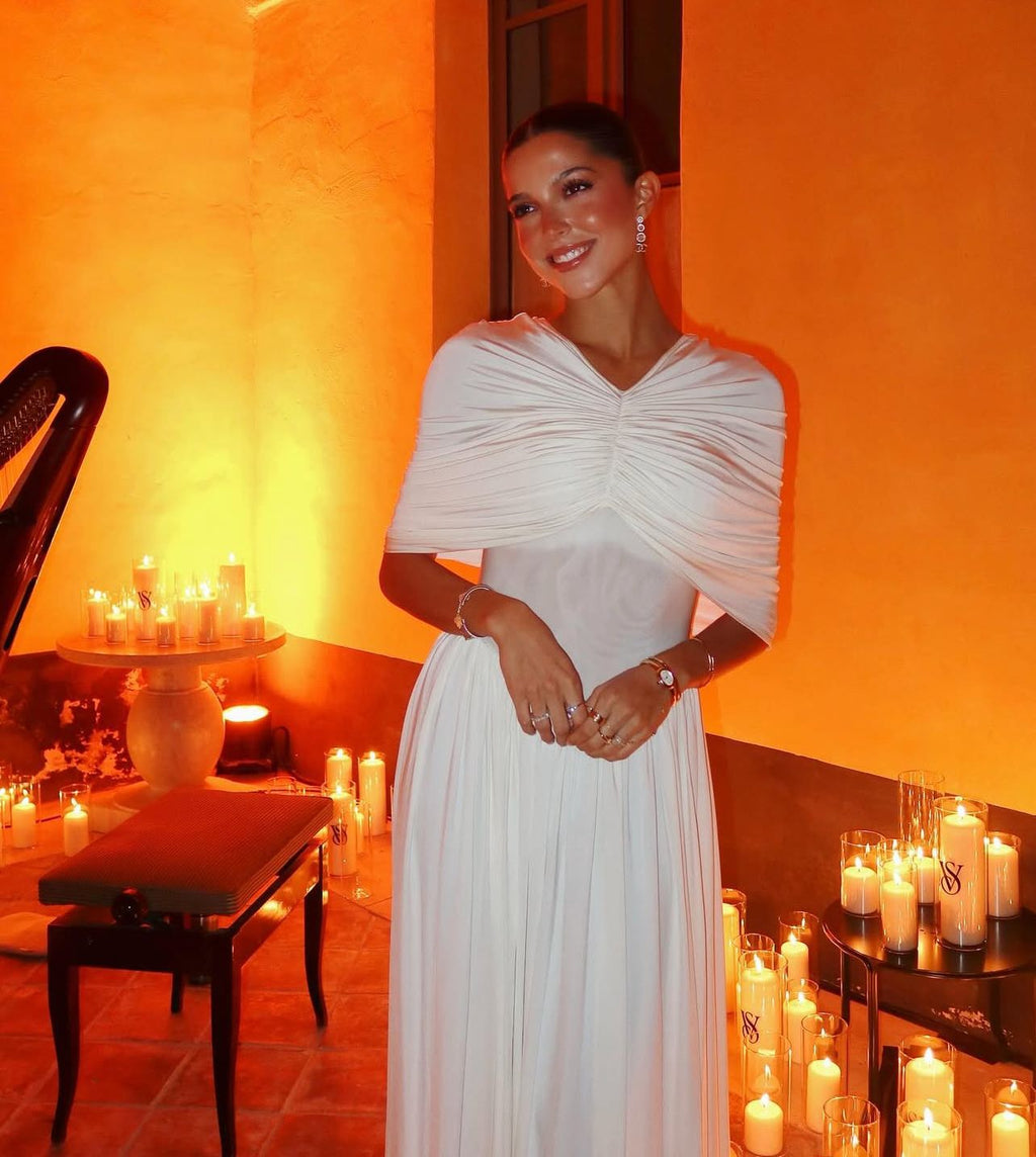 שמלת מקסי ערב אלגנטית בעיצוב כיווצים - מושקא