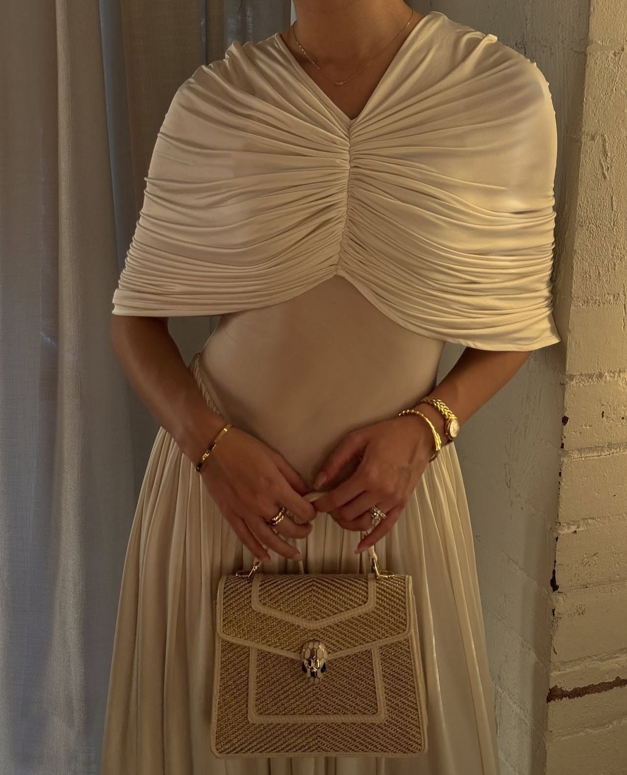 שמלת מקסי ערב אלגנטית בעיצוב כיווצים - מושקא