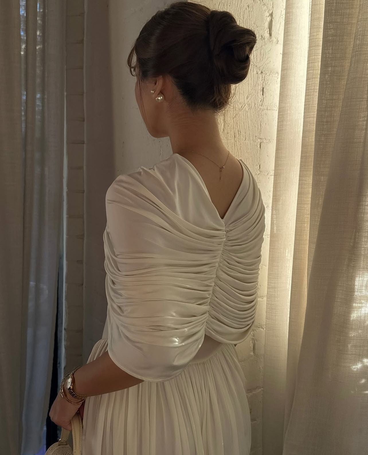 שמלת מקסי ערב אלגנטית בעיצוב כיווצים - מושקא