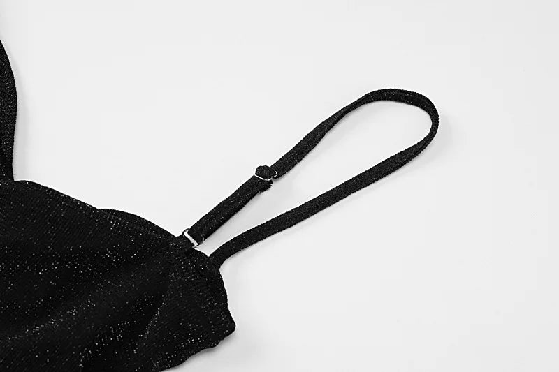 שמלת מקסי נצנצים בעיצוב שסע בעיטור כפפות - Daphne