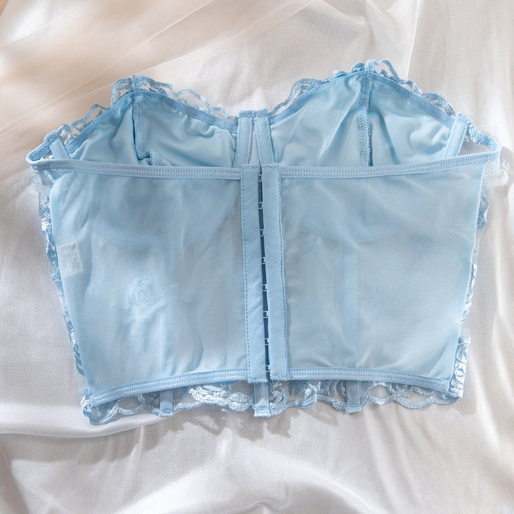 Strapless mesh top with floral embroidery - Noya Lee
