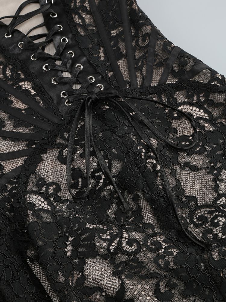 שמלת מיני סטרפלס תחרה - אורינה