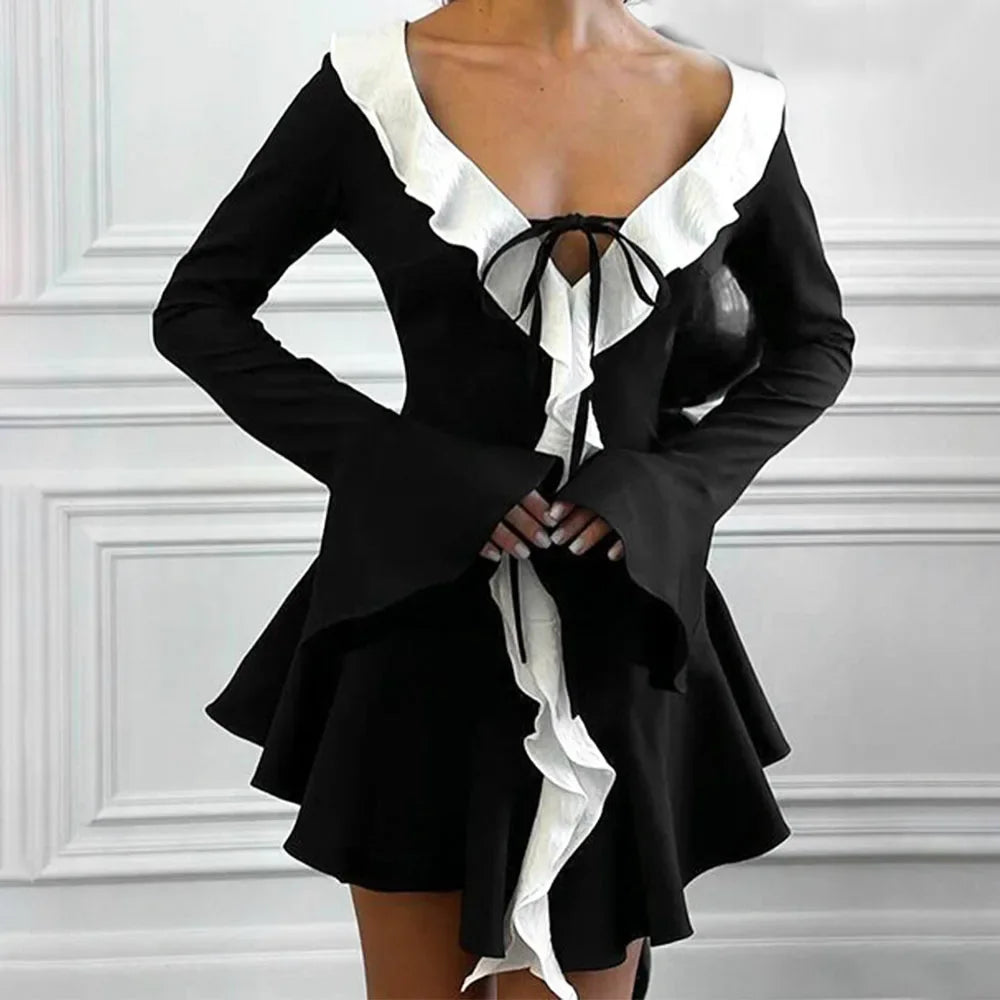 שמלת מיני מלמלה שרוולי פעמון - פילי