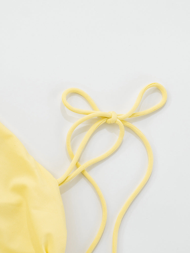 שמלת מקסי אלגנטית בעיצוב תחרה קשירה בכתפיות - Indigo