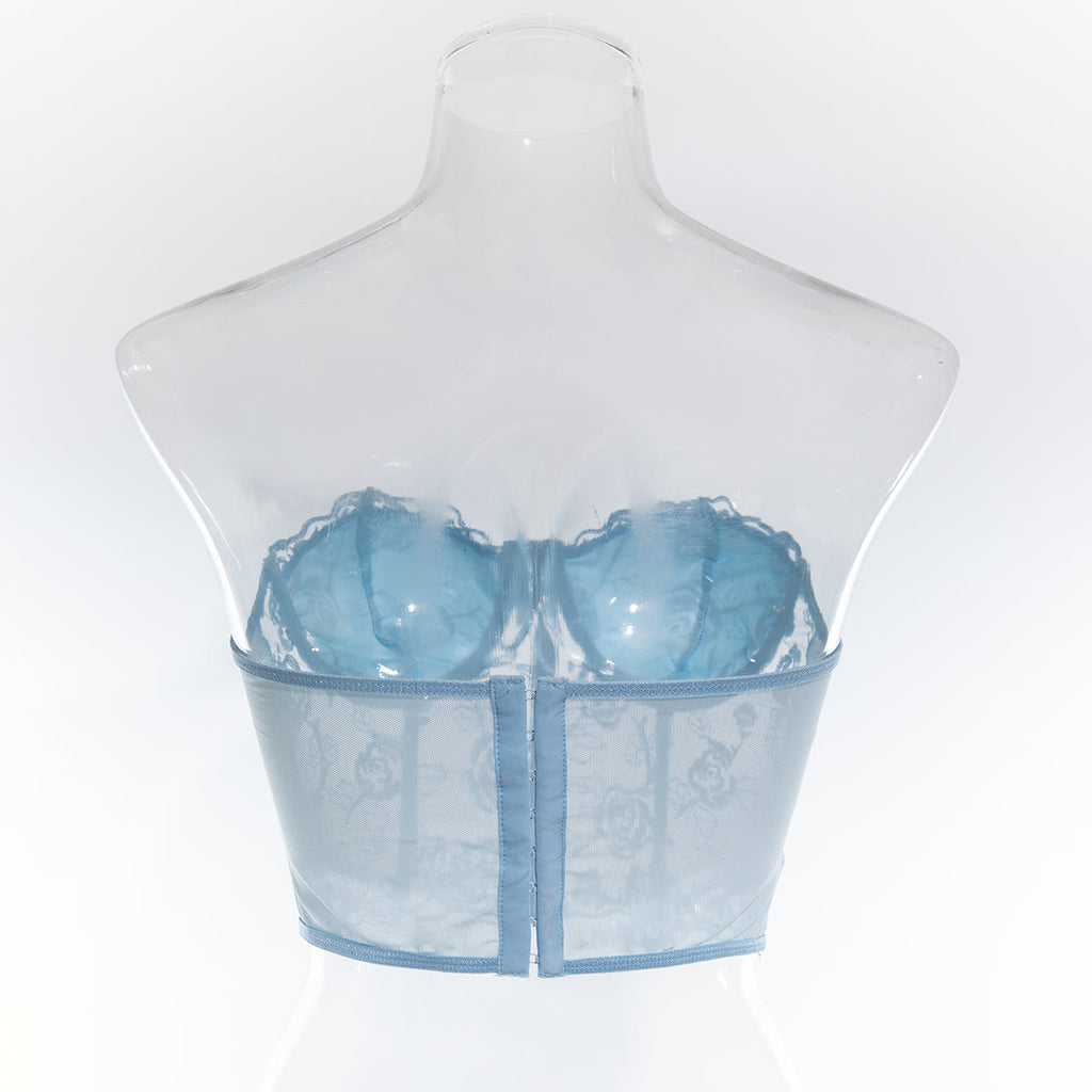 טופ סטרפלס רשת בעיטור רקמת פרחים - נויה לי