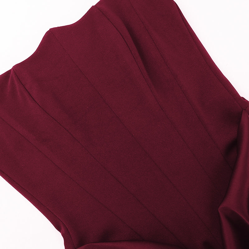 שמלת מקסי סטרפלס סאטן בשילוב מחוך צמוד - נויה