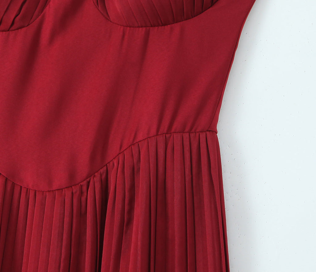 שמלת מקסי סטרפלס קיפולים - נאיה