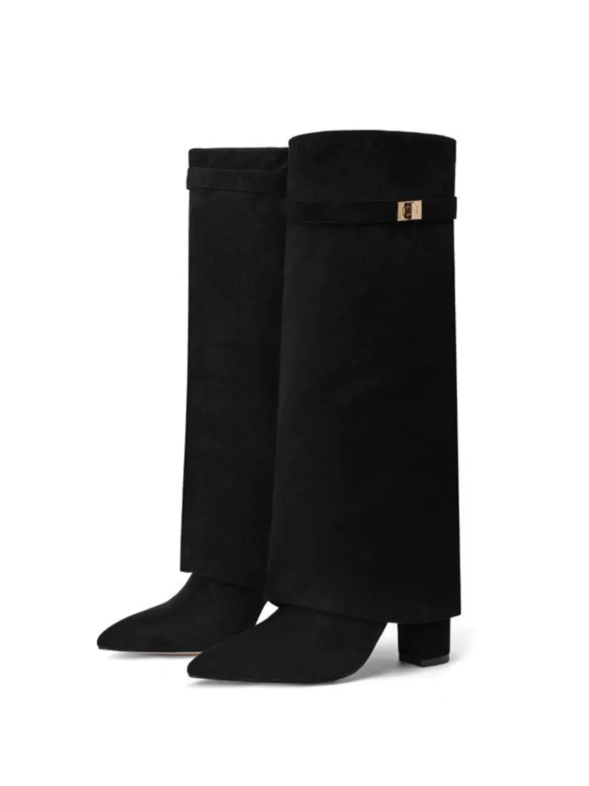 מגפי עקב גבוהים בעיצוב זמש / דמוי עור - Phoebe