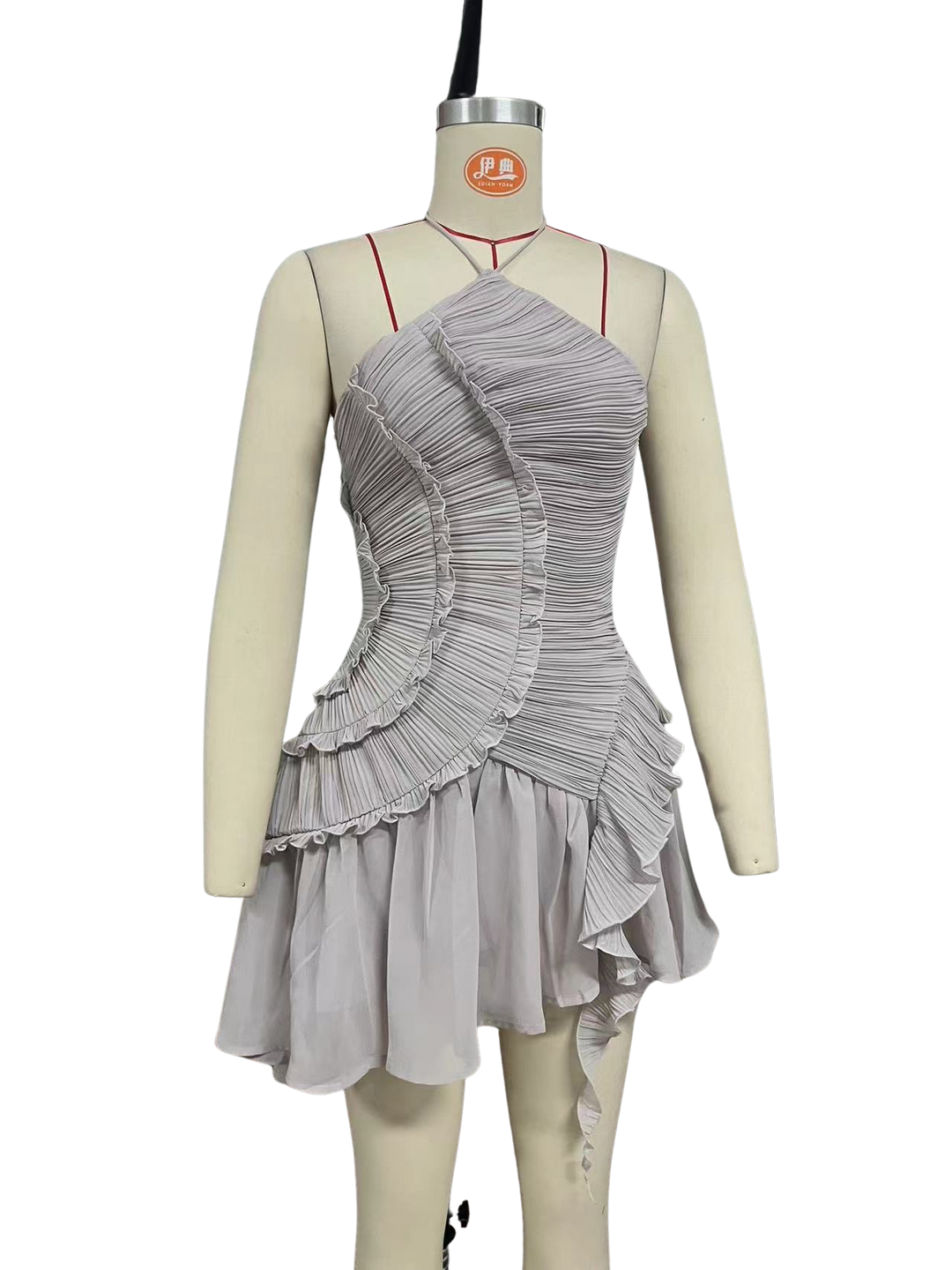 Larina elegant ruffle and pleated mini dress