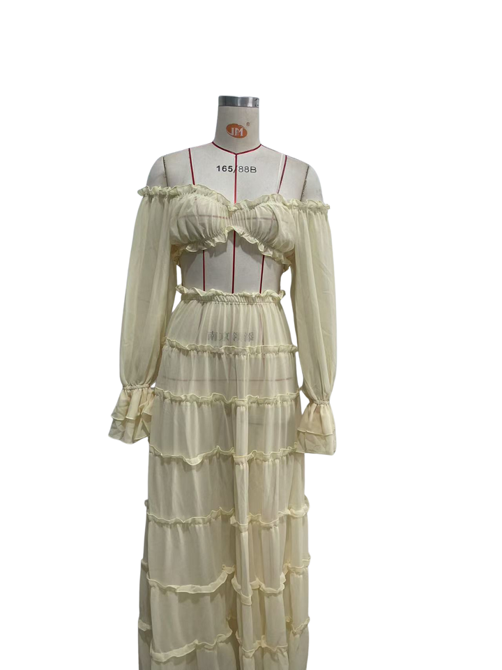 Yanga chiffon two-piece set with a maxi skirt and top