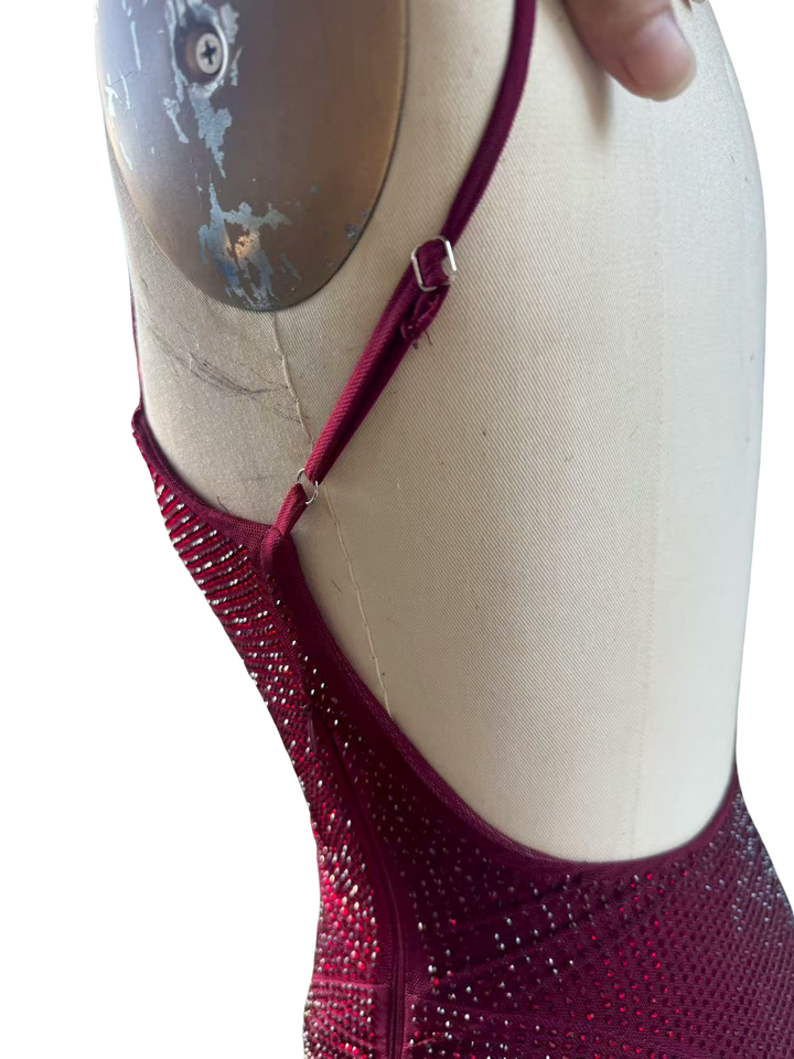 Tight maxi dress with glittering rhinestones and gathers - DIAN