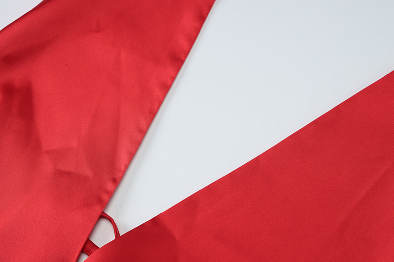 שמלת סאטן מחשוף עמוק קשירה בצוואר - פאולינה