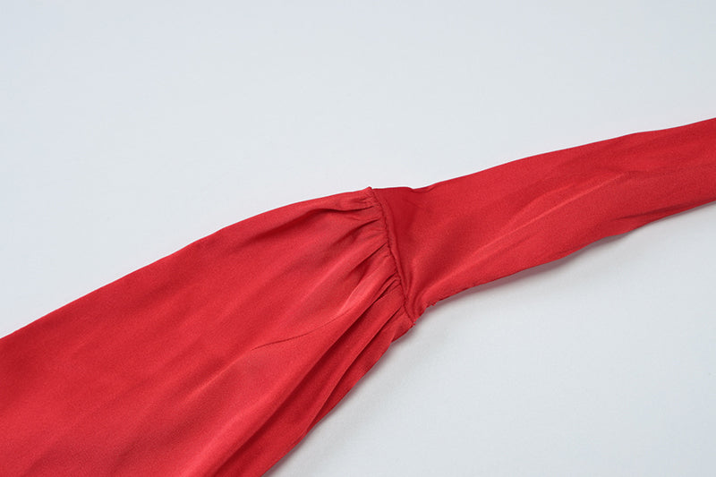 שמלת סאטן מחשוף עמוק קשירה בצוואר - פאולינה