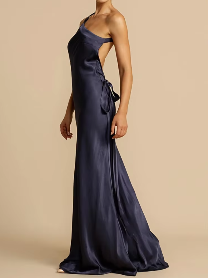 שמלת מקסי סאטן גב פתוח - BELLA