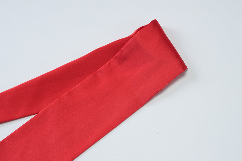 שמלת סאטן מחשוף עמוק קשירה בצוואר - פאולינה