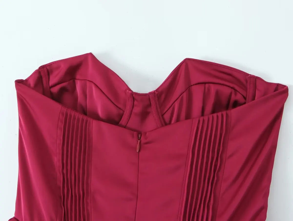 שמלת מידי סטרפלס בגזרת A בעיצוב אלגנטי - Simone