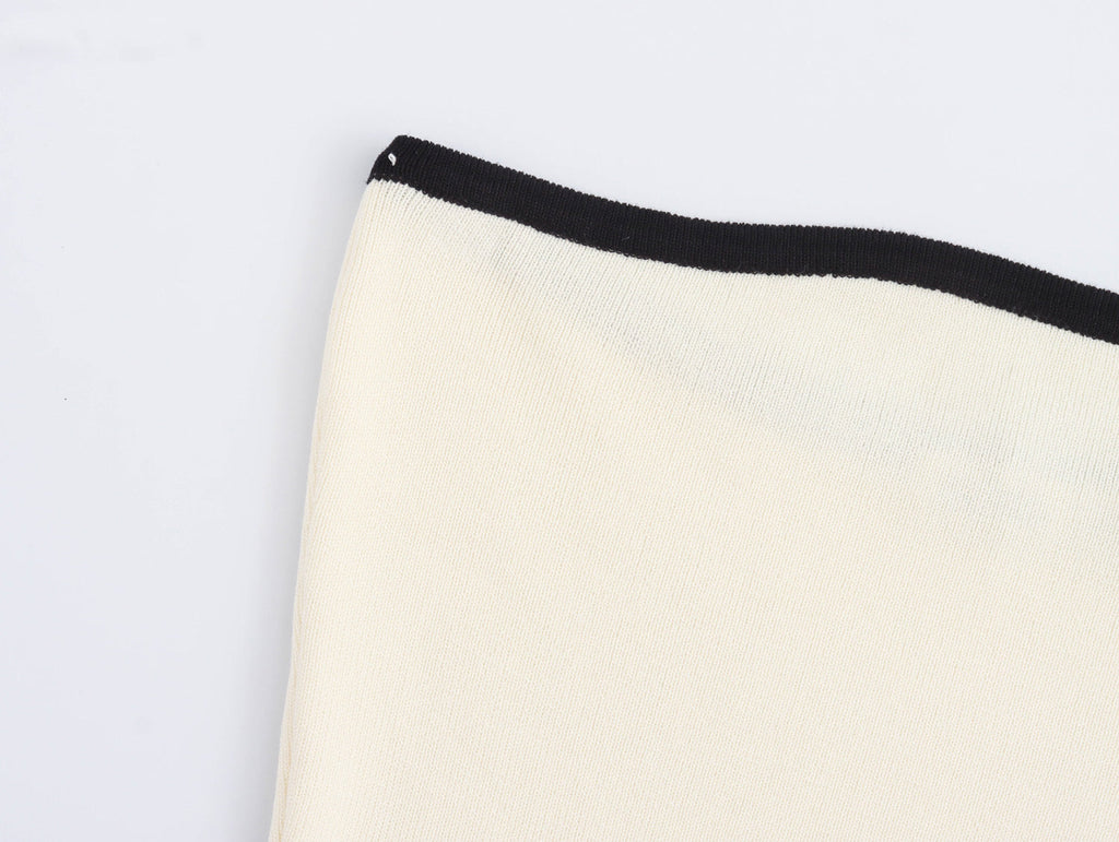 שמלת מיני סטרפלס סרוגה בעיצוב מיוחד קשירת עליונית במותן - הלן