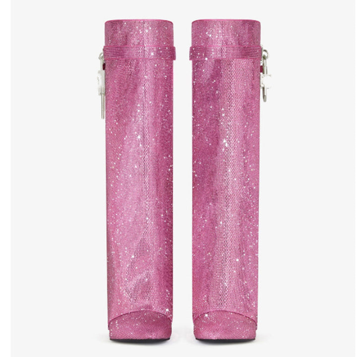 High heel boots with glittering rhinestones and a lock - Bailey
