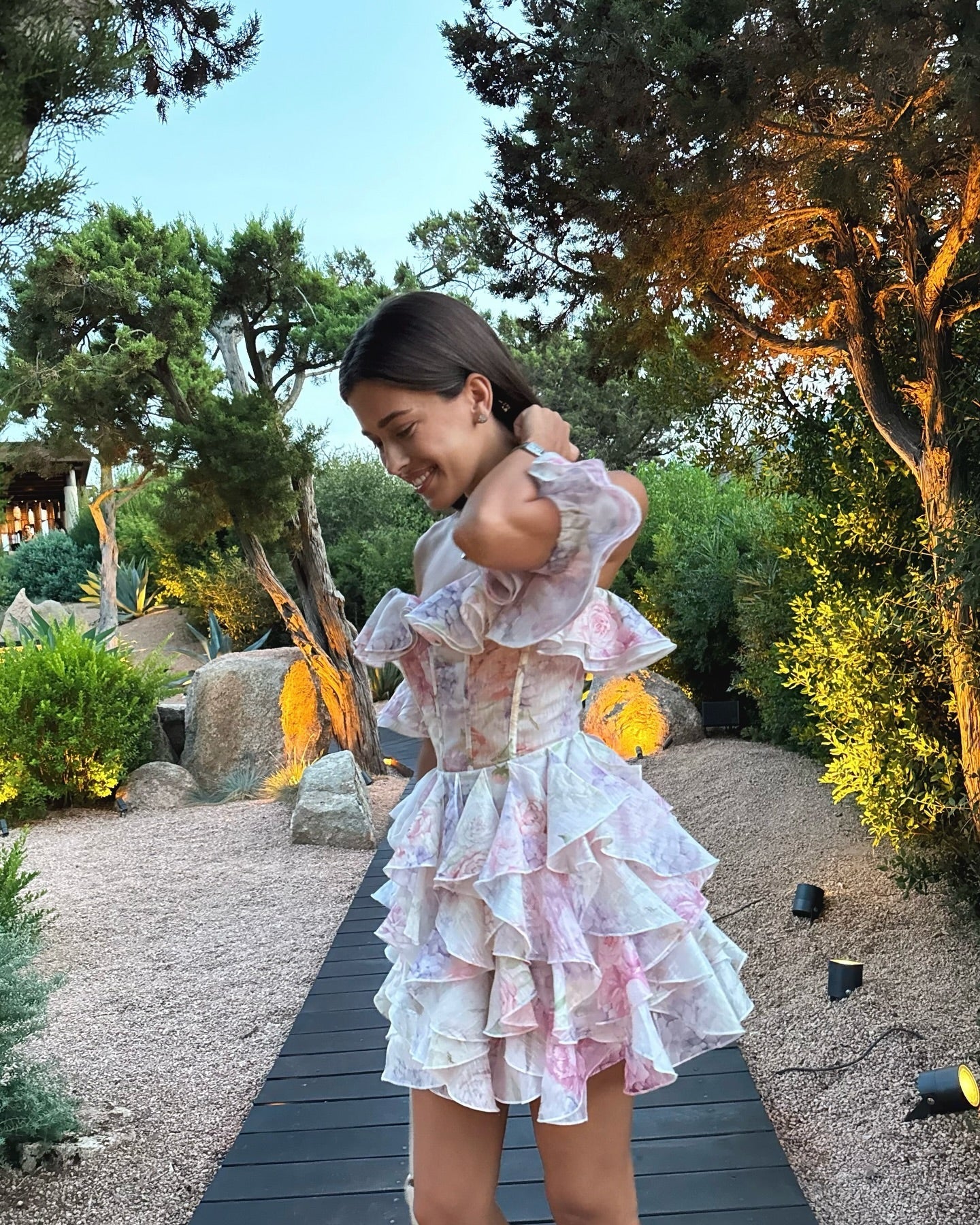 שמלת מיני מלמלה כתפיים חשופות בעיצוב פרחוני - ליסה