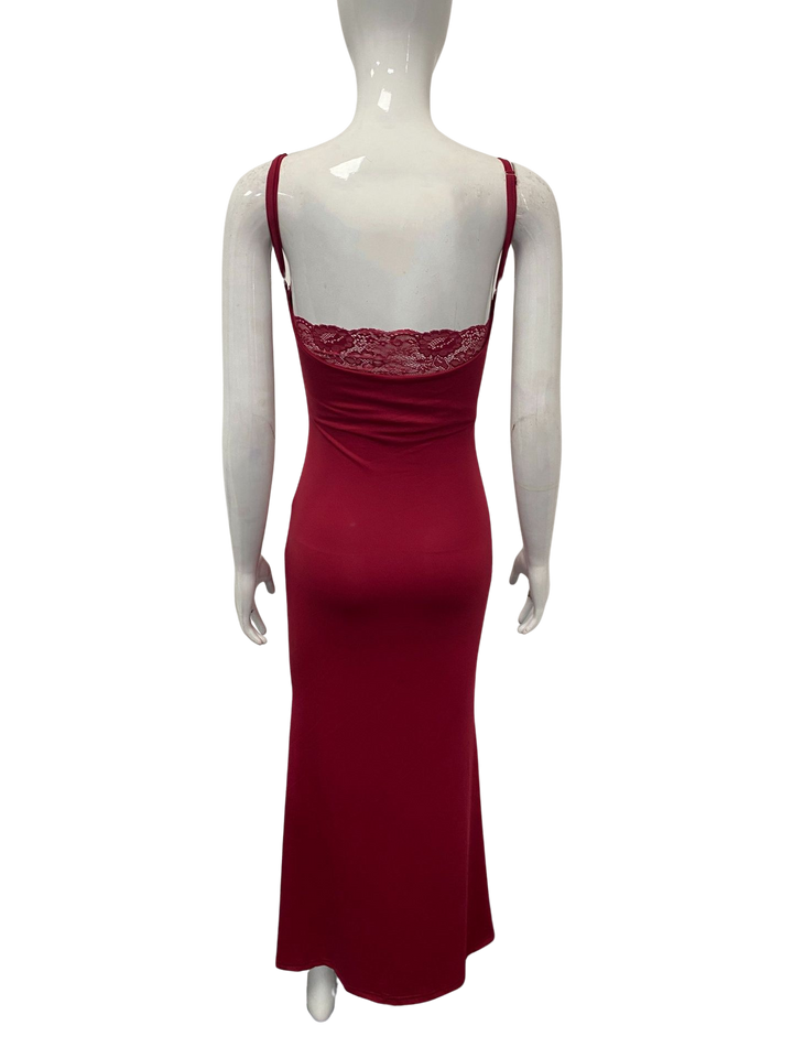 HERRERA lace-trimmed maxi dress with an open back