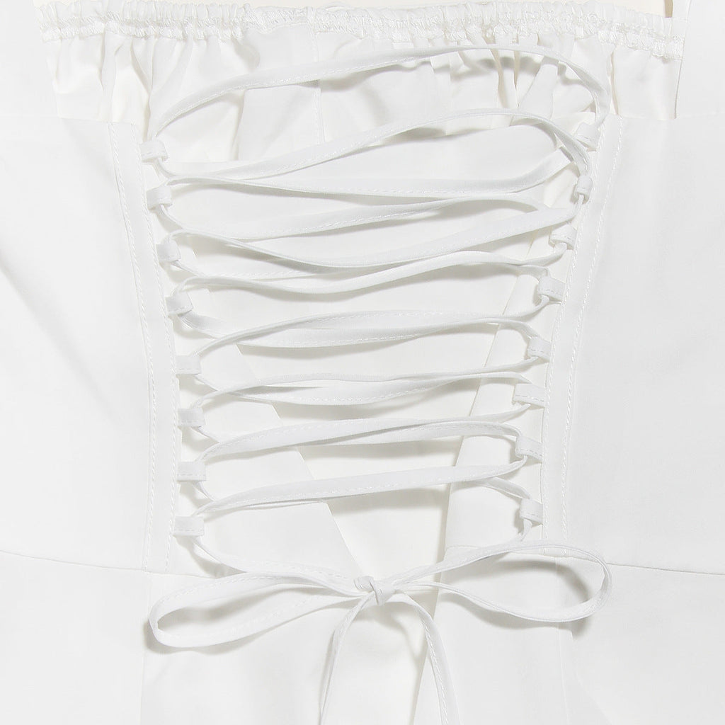 שמלת מידי קיצית בעיצוב כפרי בעיטור שסע - אנג'ליקה