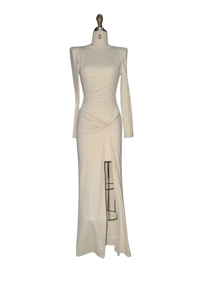 Maxi dress with sparkling sequins and slit design - DELOR