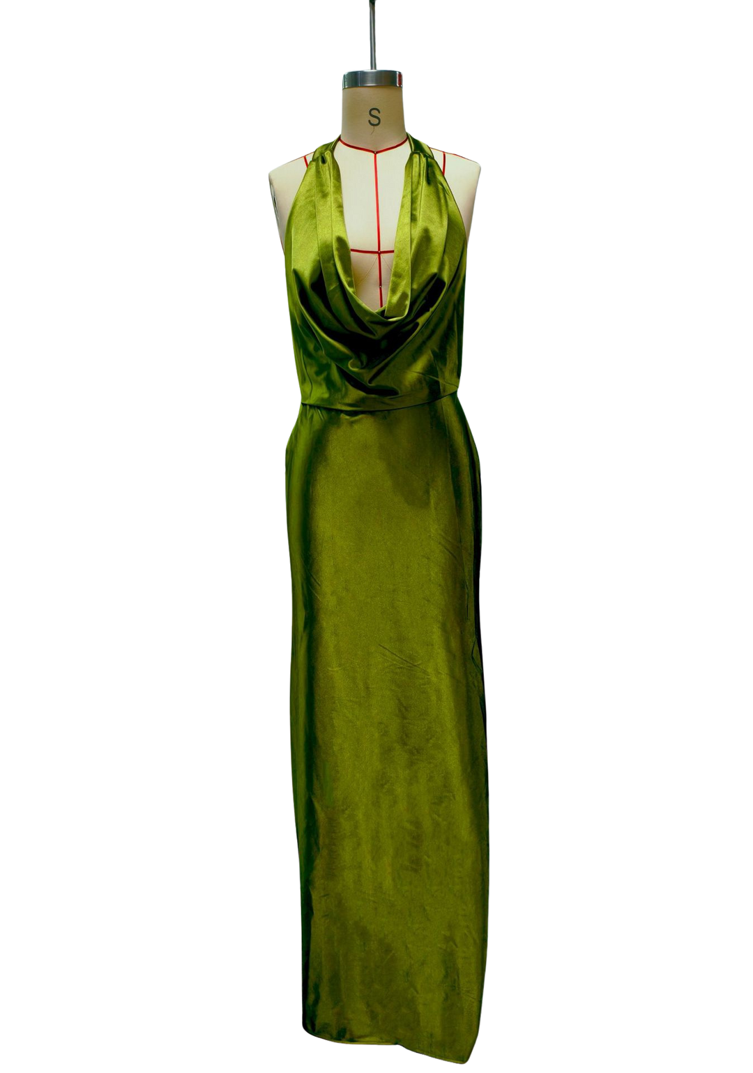 Gail satin maxi dress with a neck tie and open back