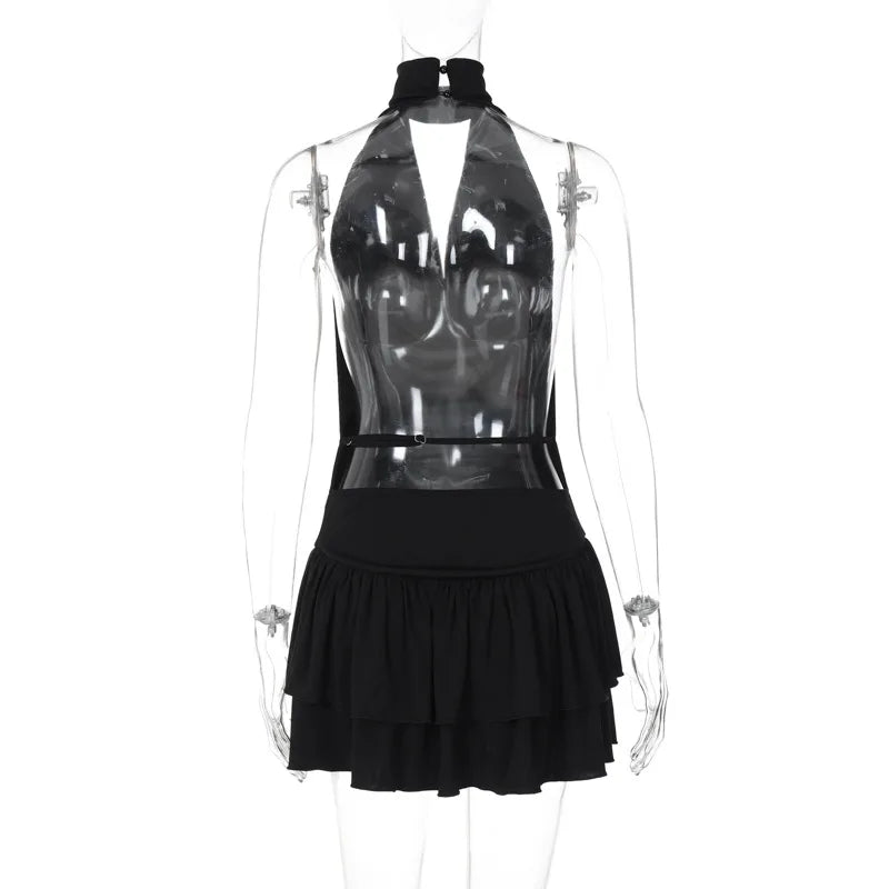 שמלת מיני מלמלה בעיצוב גולף גב פתוח - Rose