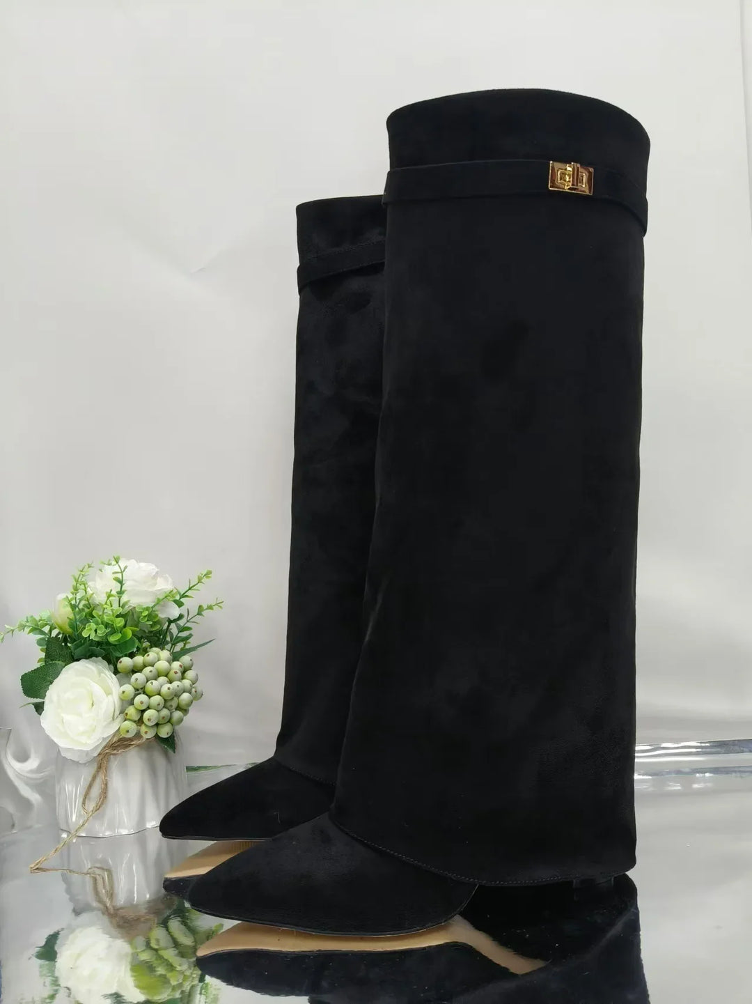 High heel boots in suede/leatherette design - Phoebe