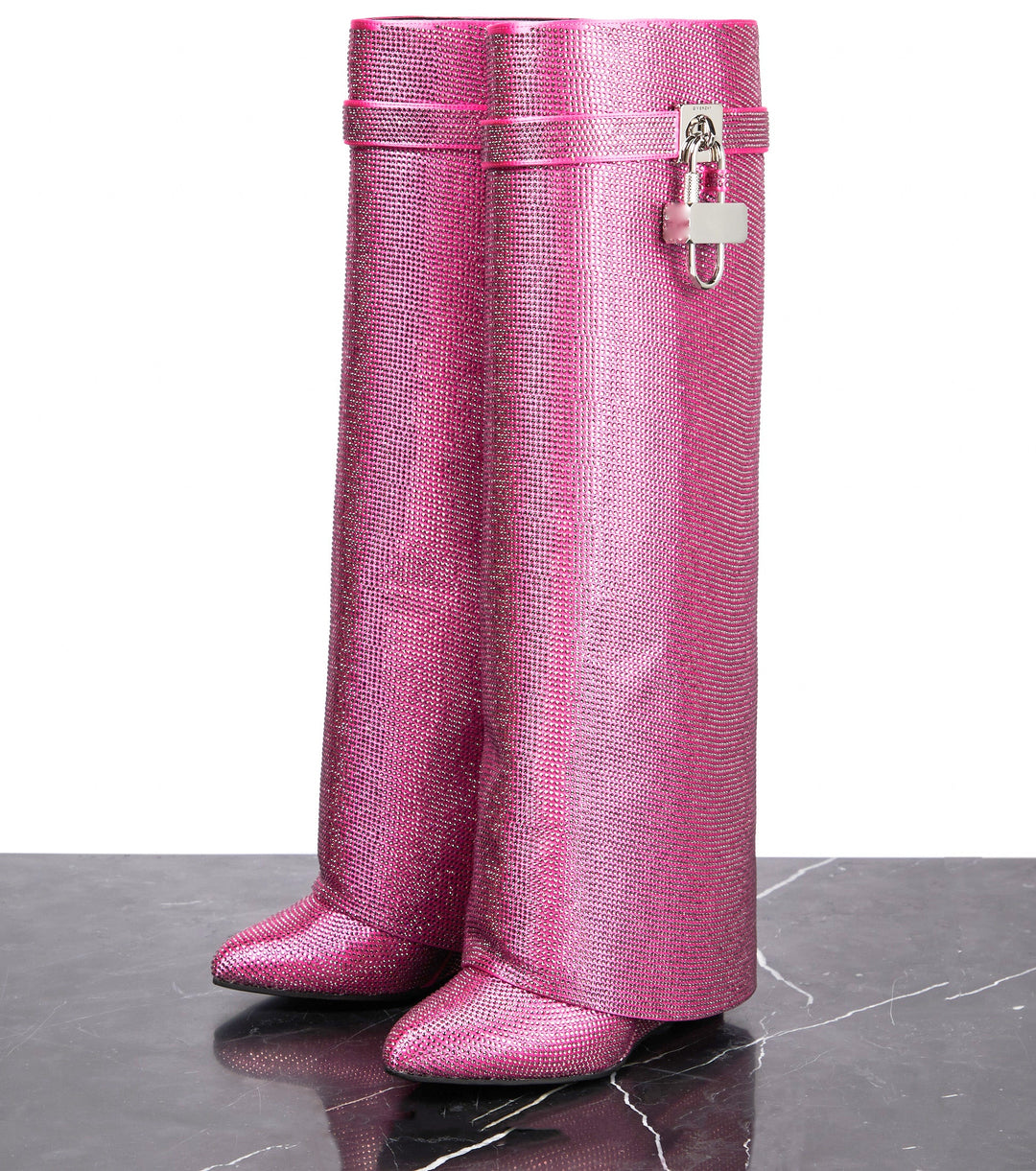High heel boots with glittering rhinestones and a lock - Bailey