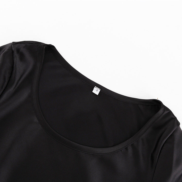 שמלת מקסי סאטן קשירה בגב להצמדה במותן - אודל