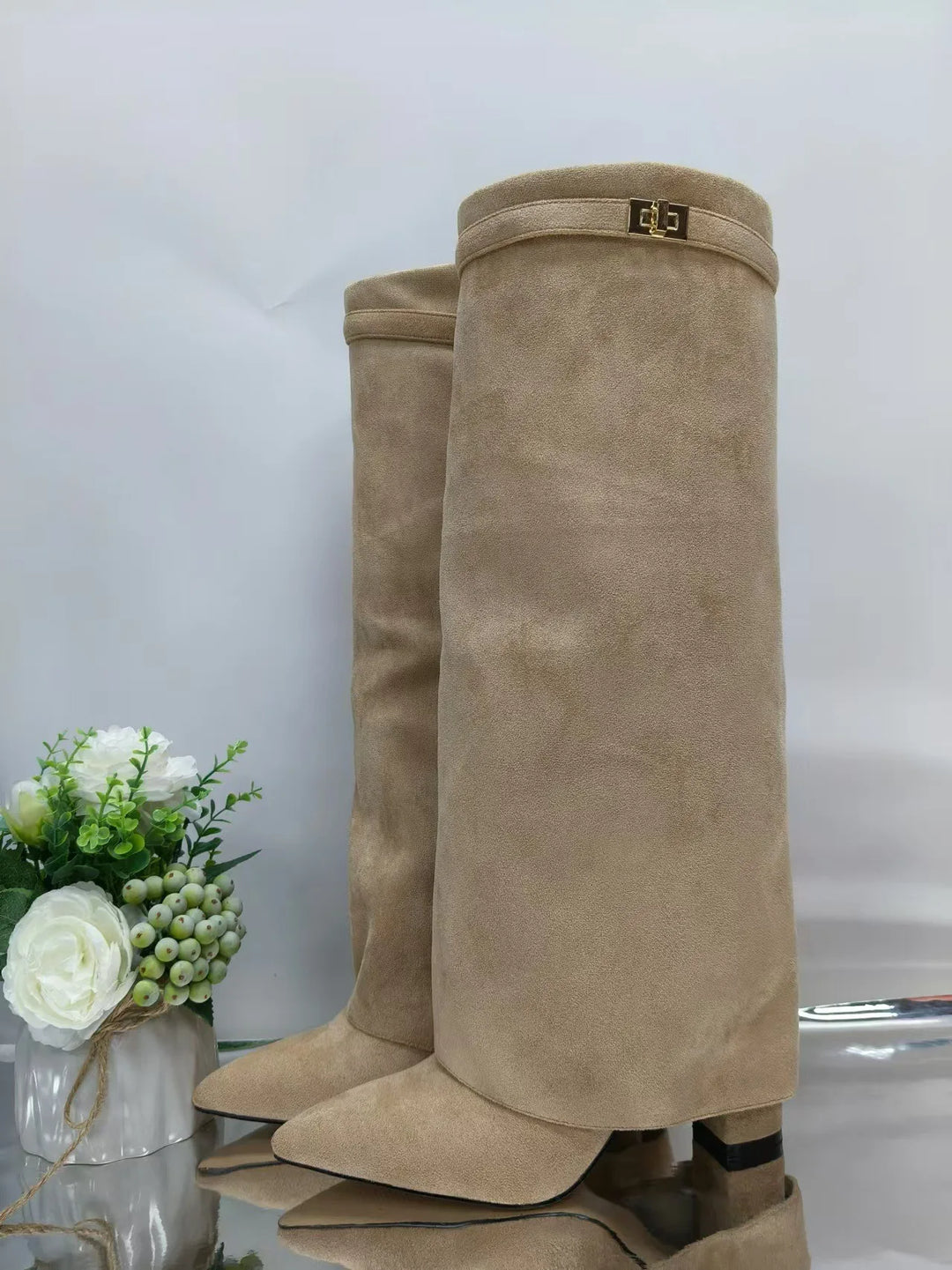 High heel boots in suede/leatherette design - Phoebe