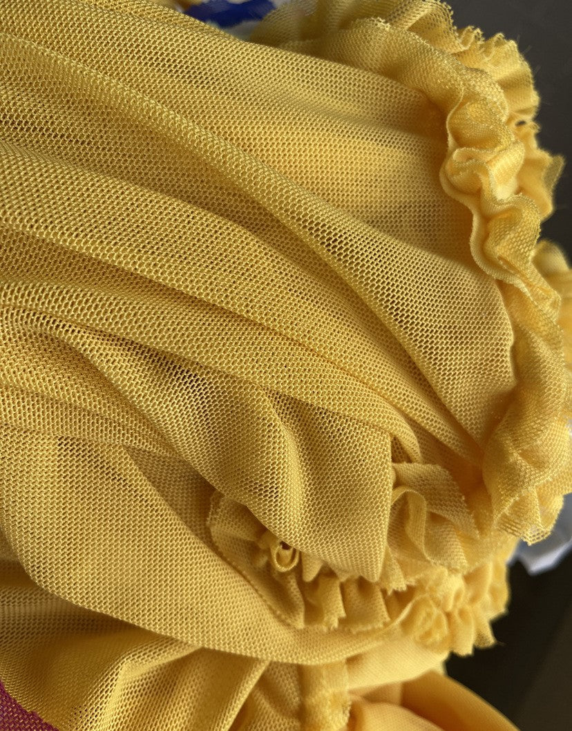 שמלת מקסי אסימטרית מלמלה בעיטור שיפון - ג'סמינה