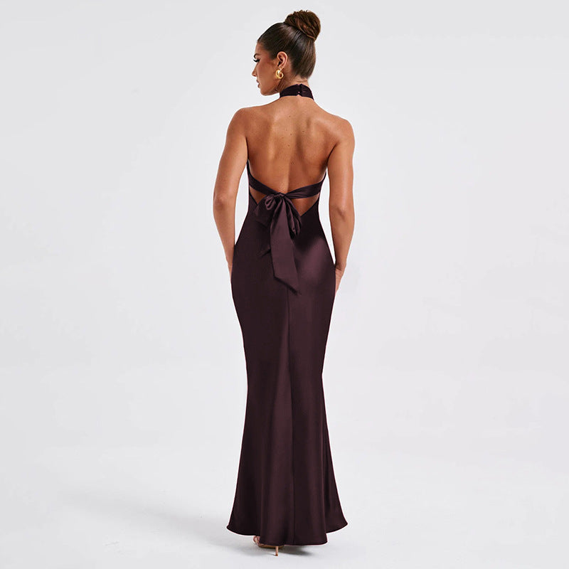 שמלת מקסי אלגנטית בעיצוב קרוס גב פתוח - רייצ'ל