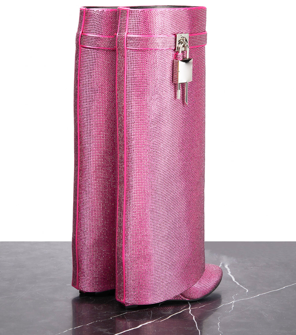 מגפי עקב גבוהים בעיצוב זרקונים מנצנצים ומנעול - Bailey