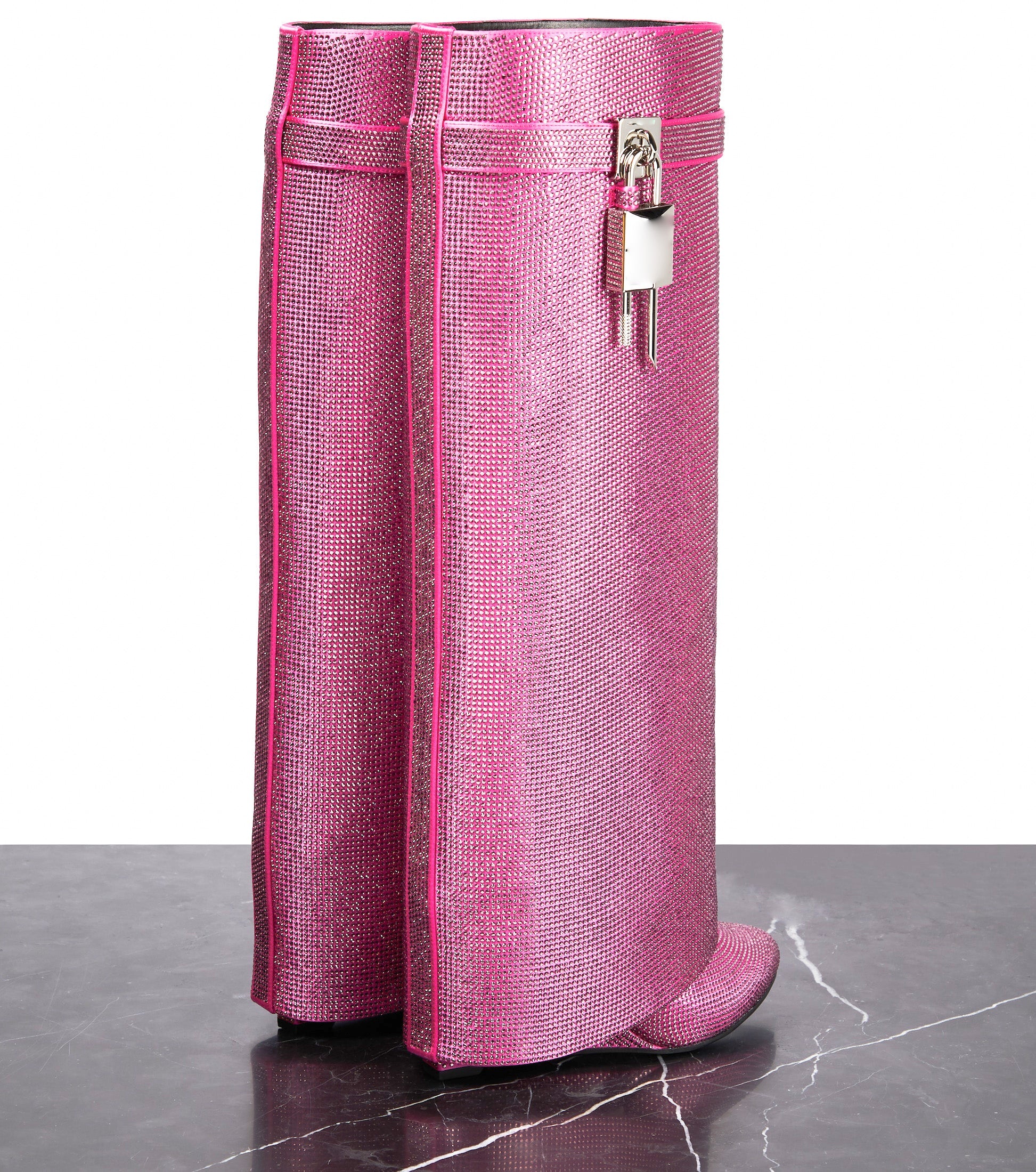 מגפי עקב גבוהים בעיצוב זרקונים מנצנצים ומנעול - Bailey