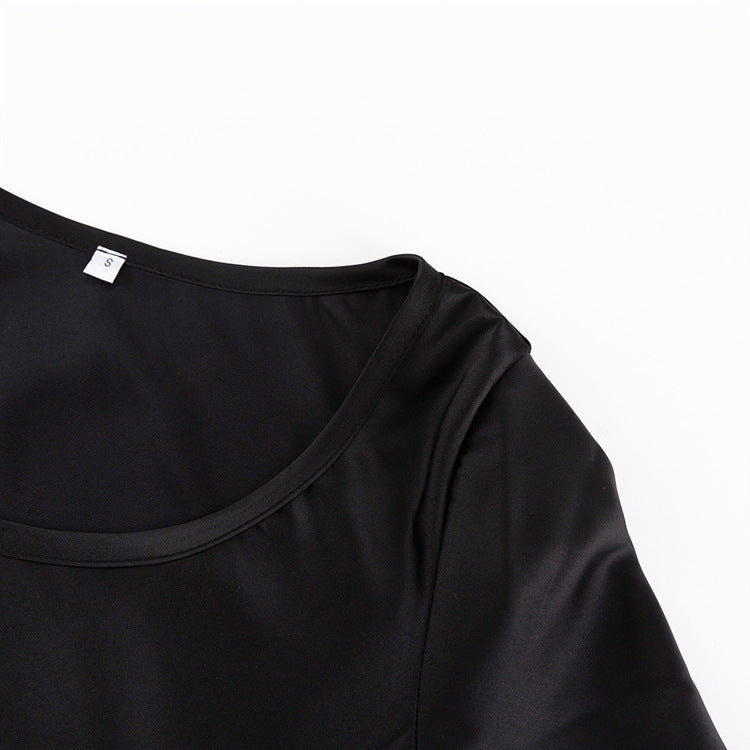 שמלת מקסי סאטן קשירה בגב להצמדה במותן - אודל