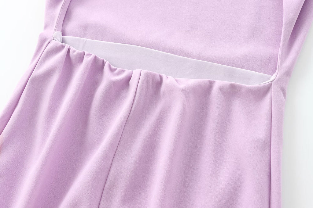 שמלת מקסי מחשוף עמוק צווארון נופל - פולה