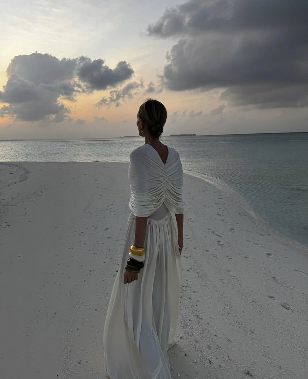 שמלת מקסי ערב אלגנטית בעיצוב כיווצים - מושקא