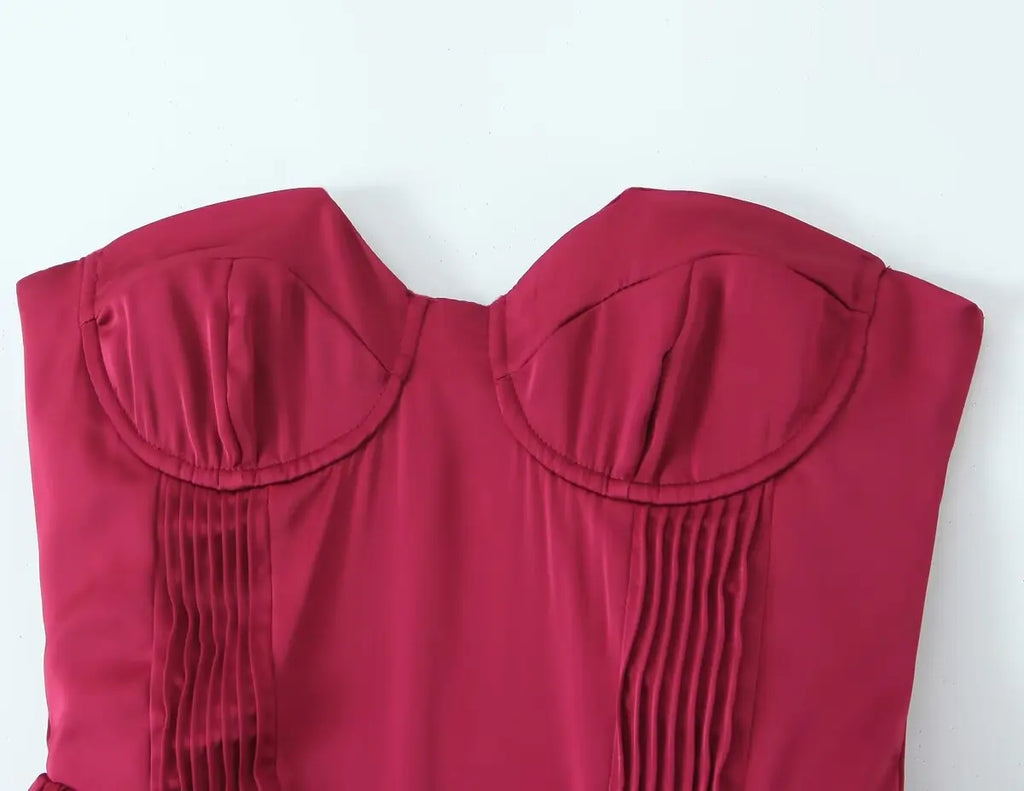 שמלת מידי סטרפלס בגזרת A בעיצוב אלגנטי - Simone