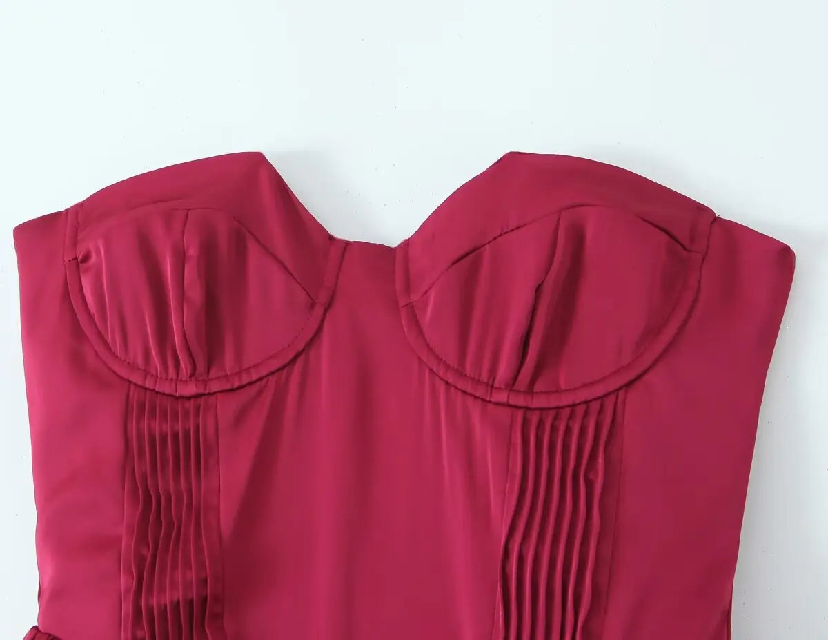 שמלת מידי סטרפלס בגזרת A בעיצוב אלגנטי - Simone