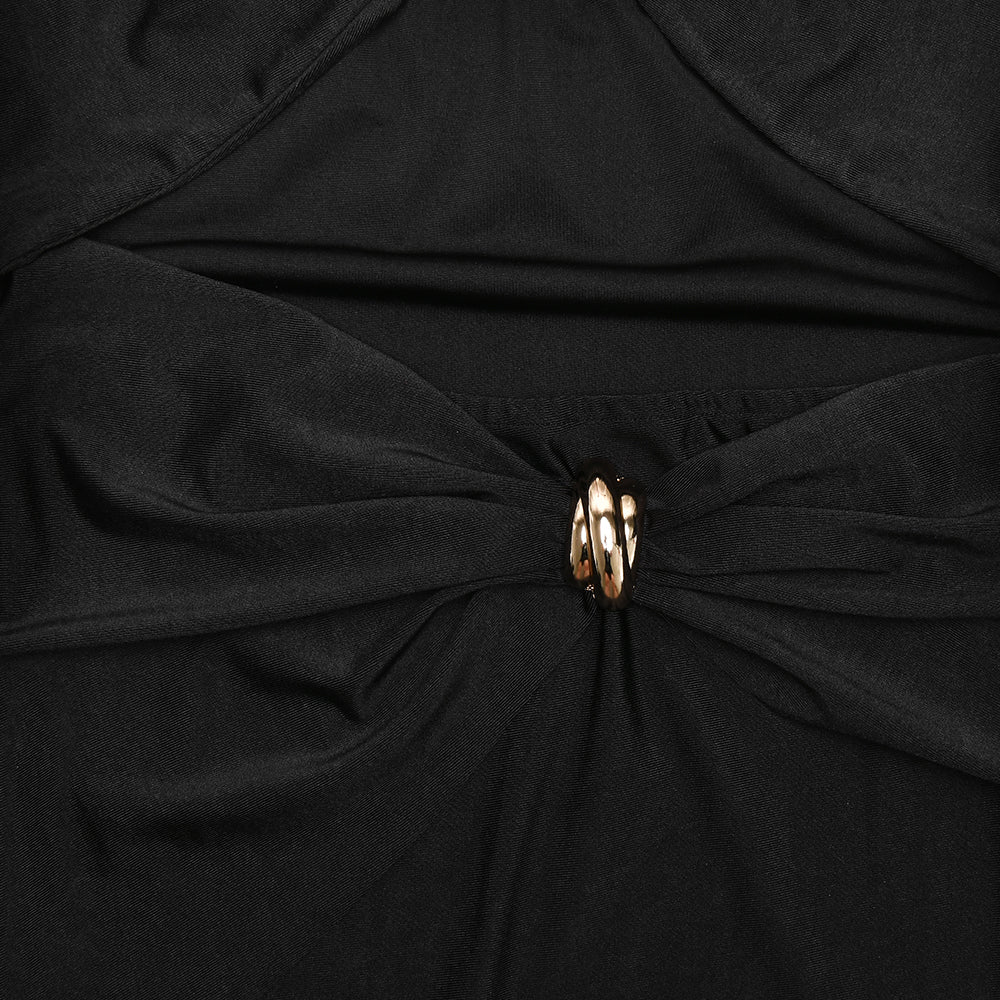 שמלת מידי צמודה בעיצוב שרשרת ופתח בעיטור אבזמים - ג'ון