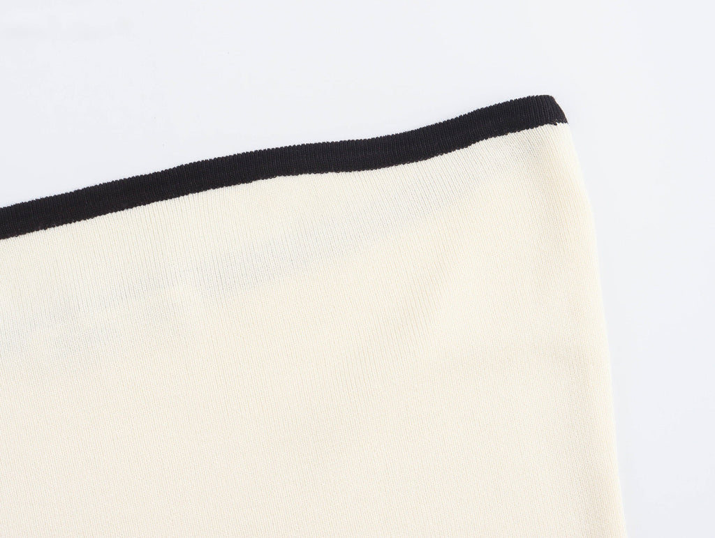 שמלת מיני סטרפלס סרוגה בעיצוב מיוחד קשירת עליונית במותן - הלן