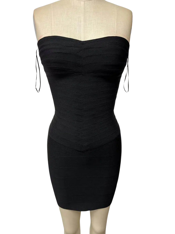 Gina - Strapless mini dress in shiny shaping fabric