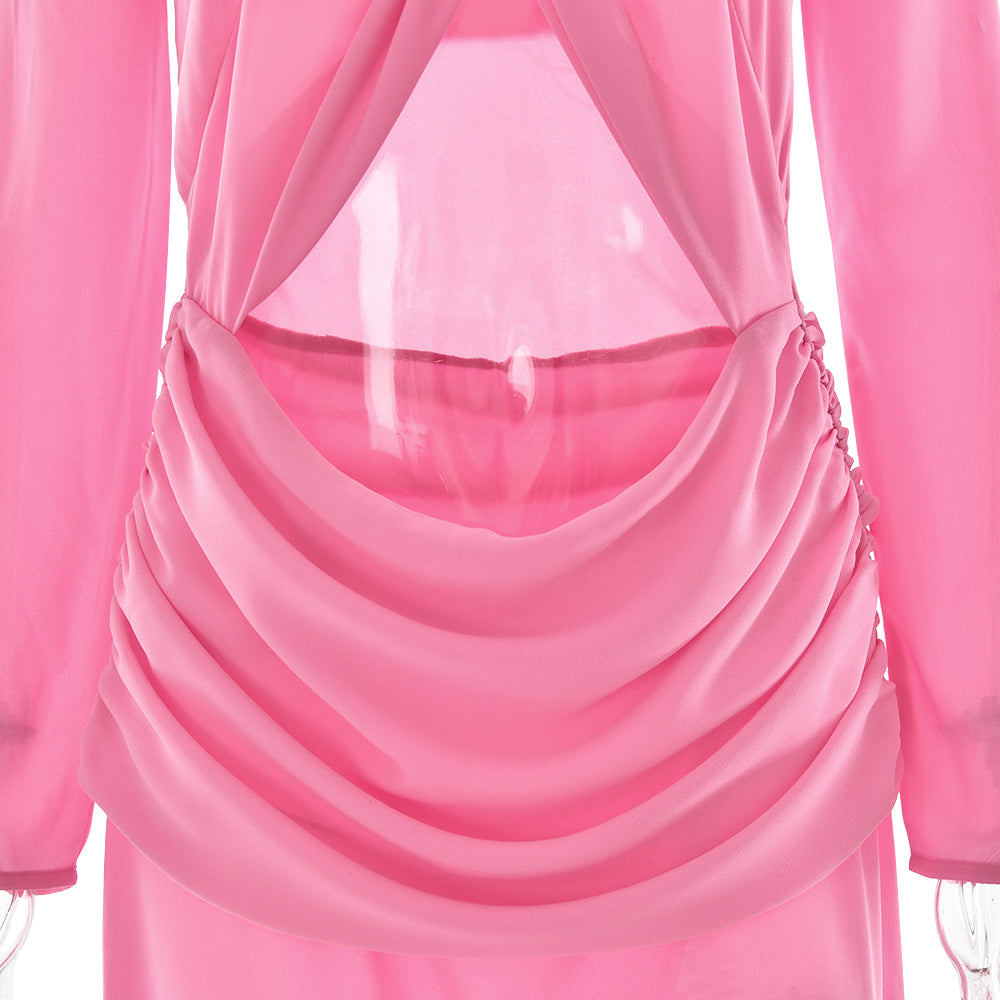 שמלת מקסי שיפון בעיצוב קיפולים ופתח כתפיים חשופות - וולנס