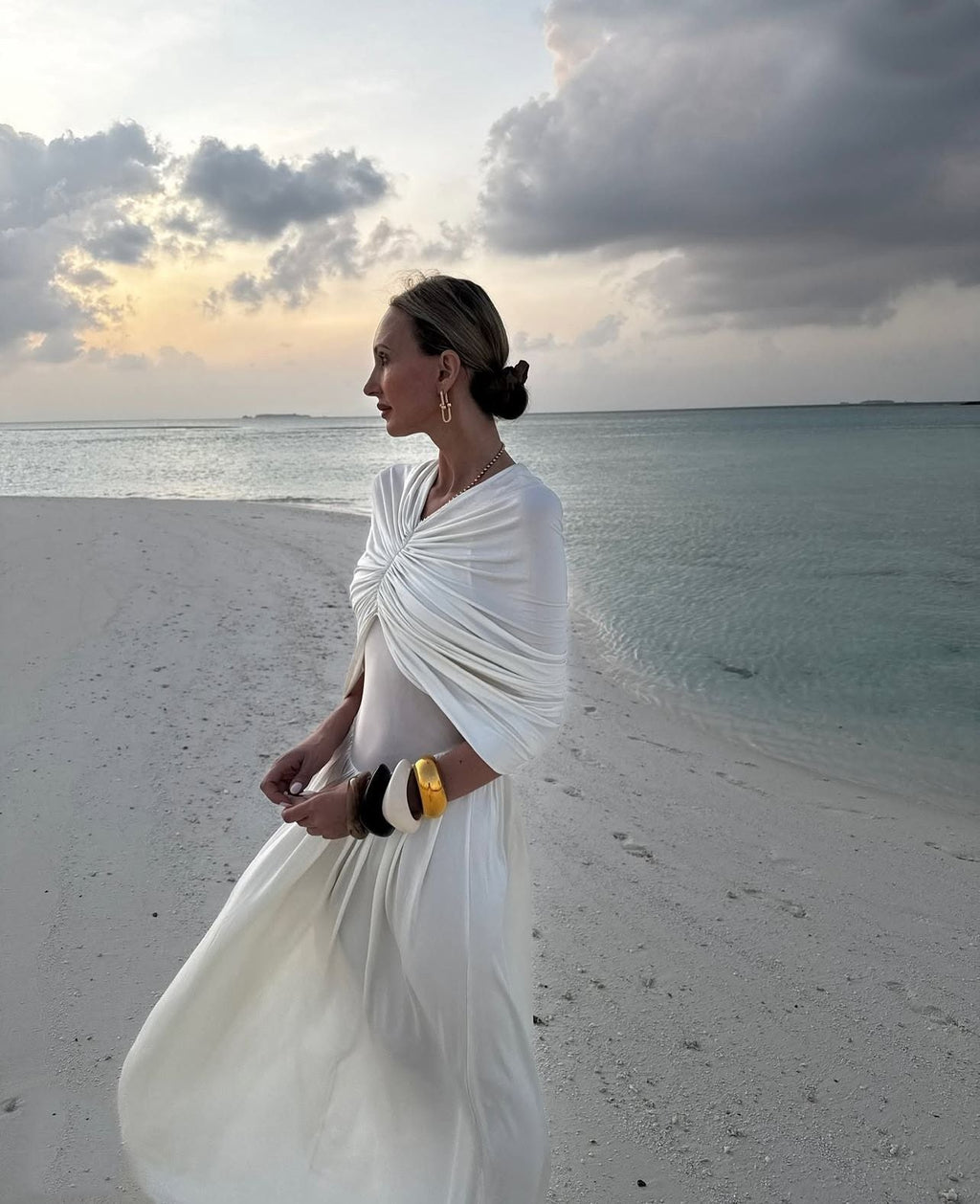 שמלת מקסי ערב אלגנטית בעיצוב כיווצים - מושקא