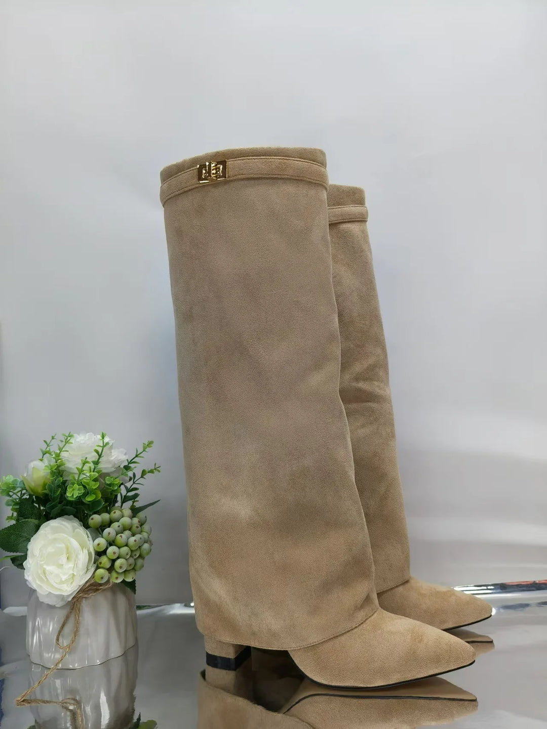 High heel boots in suede/leatherette design - Phoebe