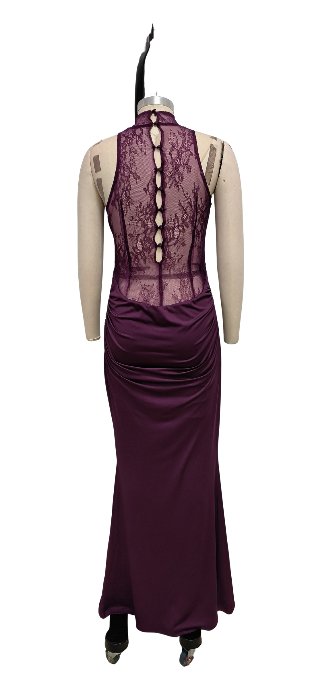 Maxi turtleneck dress with lace design and glove detail - Celandine