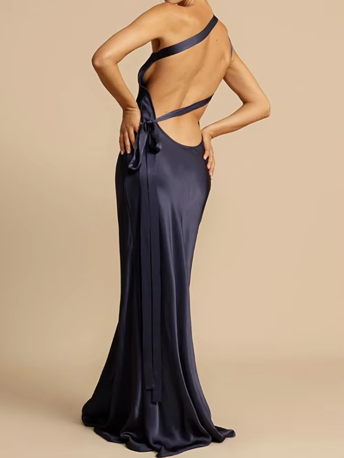 שמלת מקסי סאטן גב פתוח - BELLA